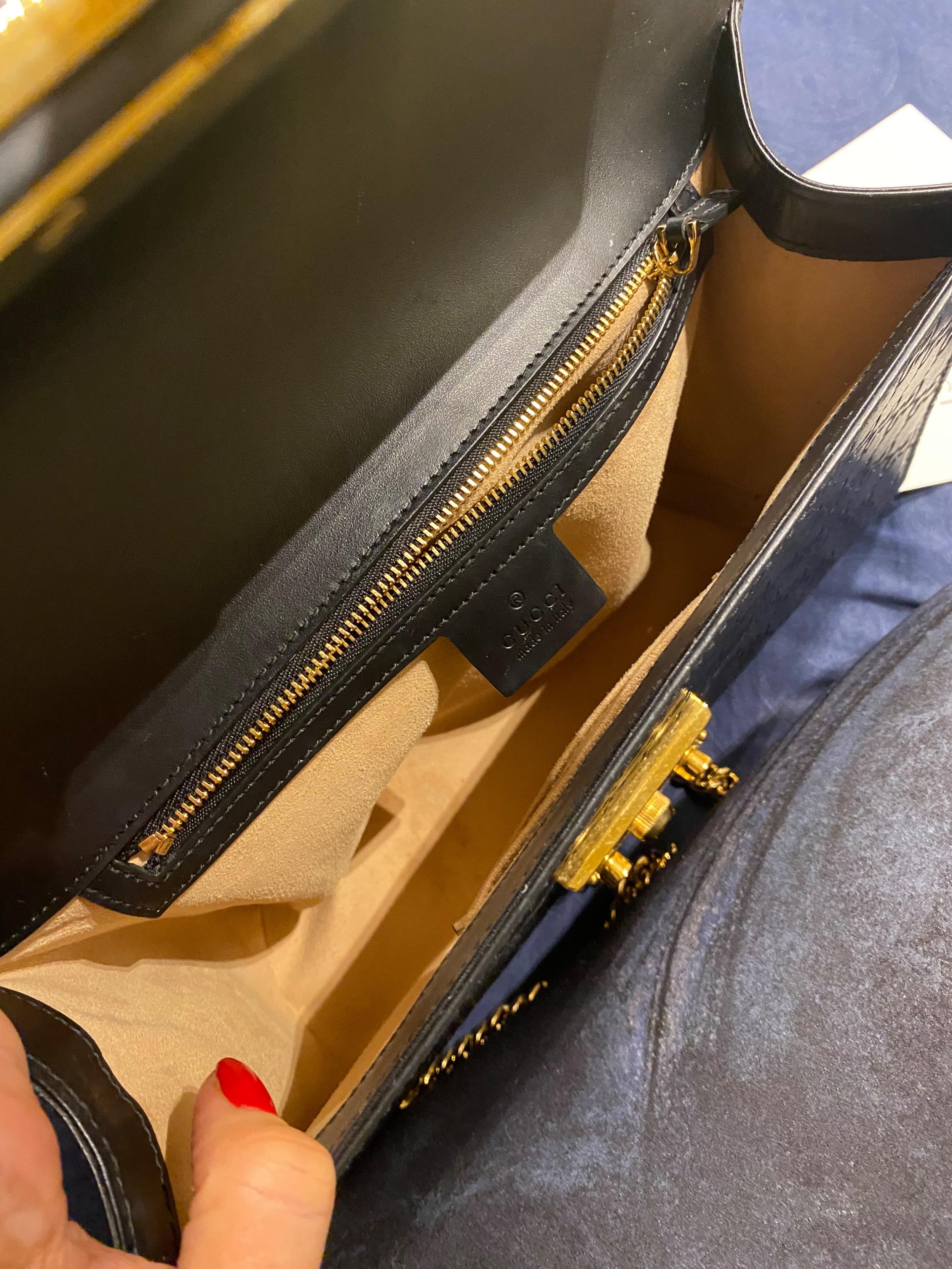 Black Guccissima Medium Padlock Shoulder Bag