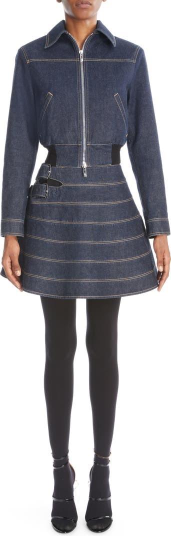 Alaia Blue Japanese Denim A-Line Mini Skirt