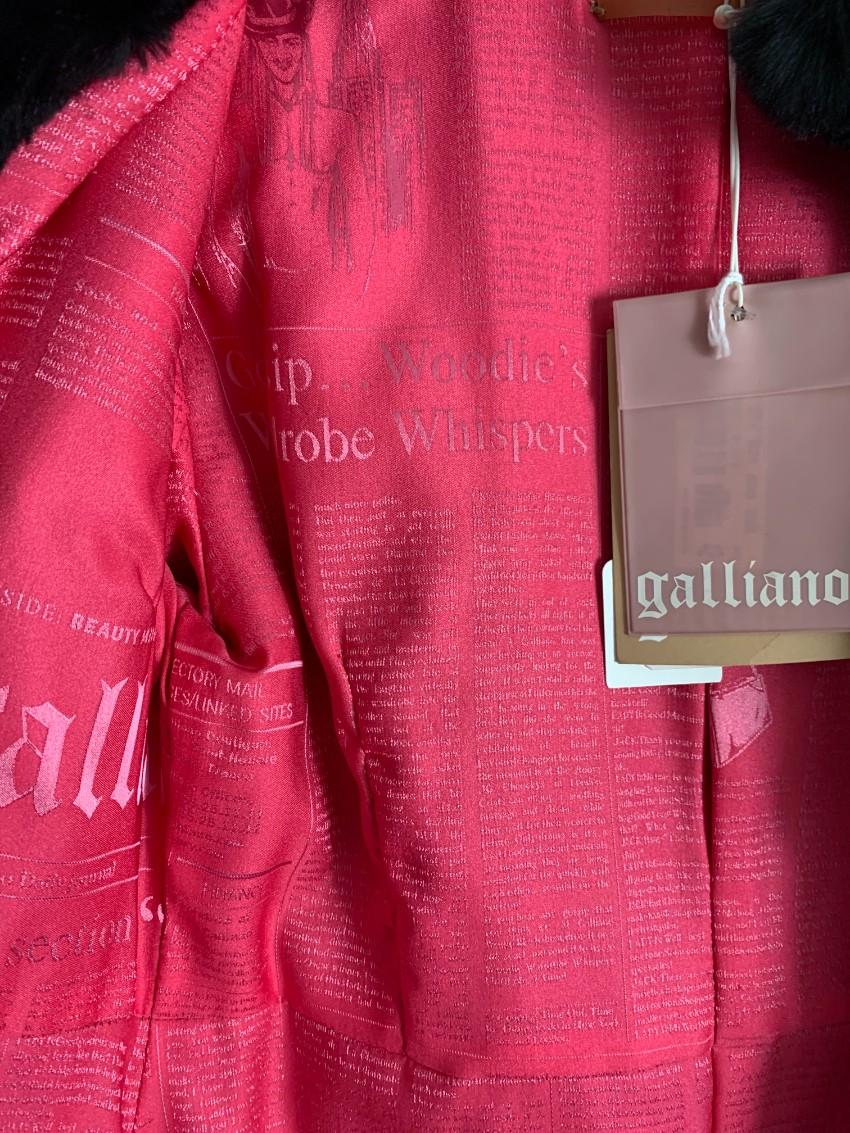 Galliano Black Embroidered Rabbit Fur Coat