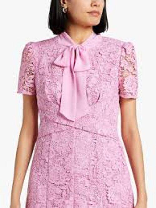 Self Portrait Pink Cord Lace Crossover Dress