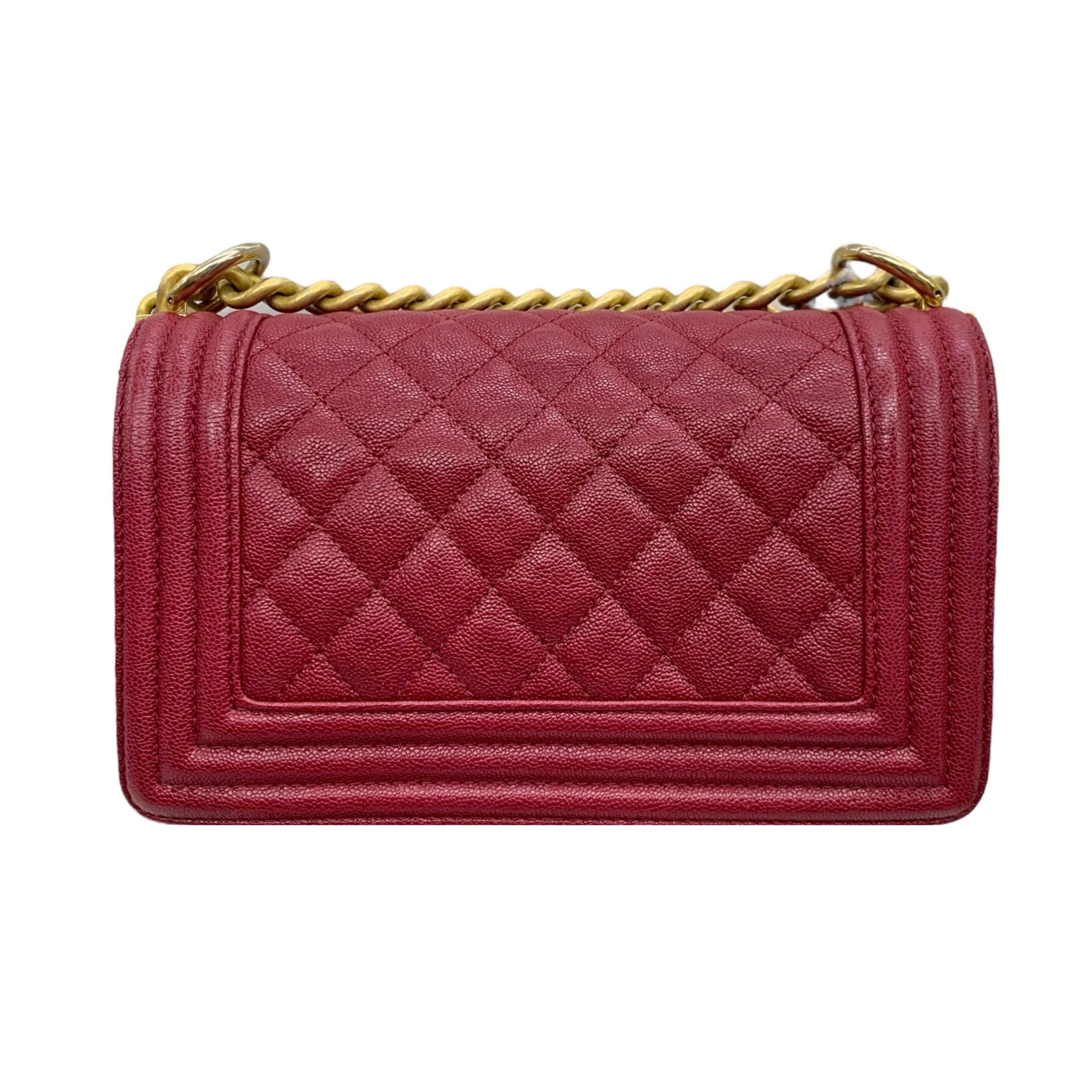 Chanel Red Caviar Leather Small Boy Bag