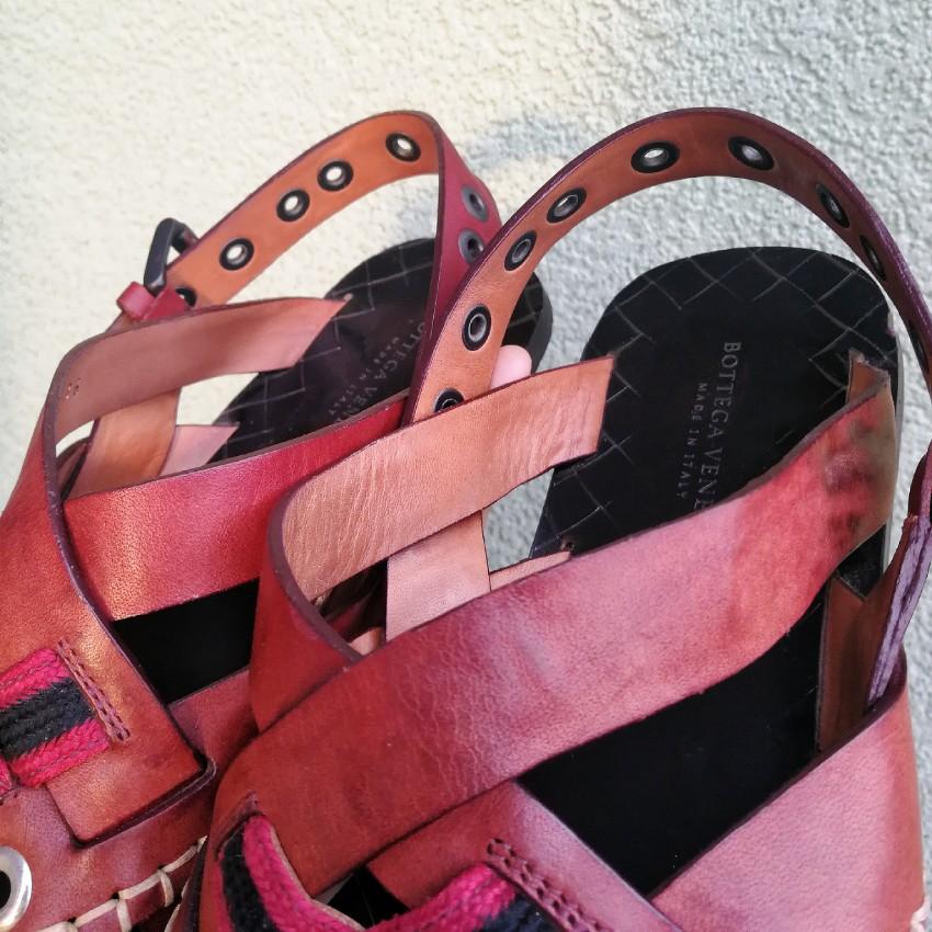 Bottega Veneta red leather sandals