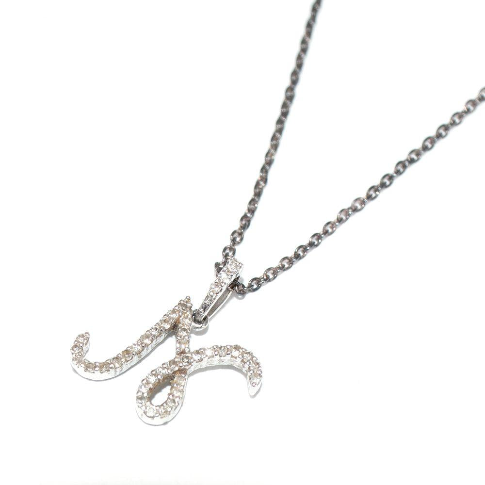 La Mome Bijou Crystal N Pendant Silver Necklace