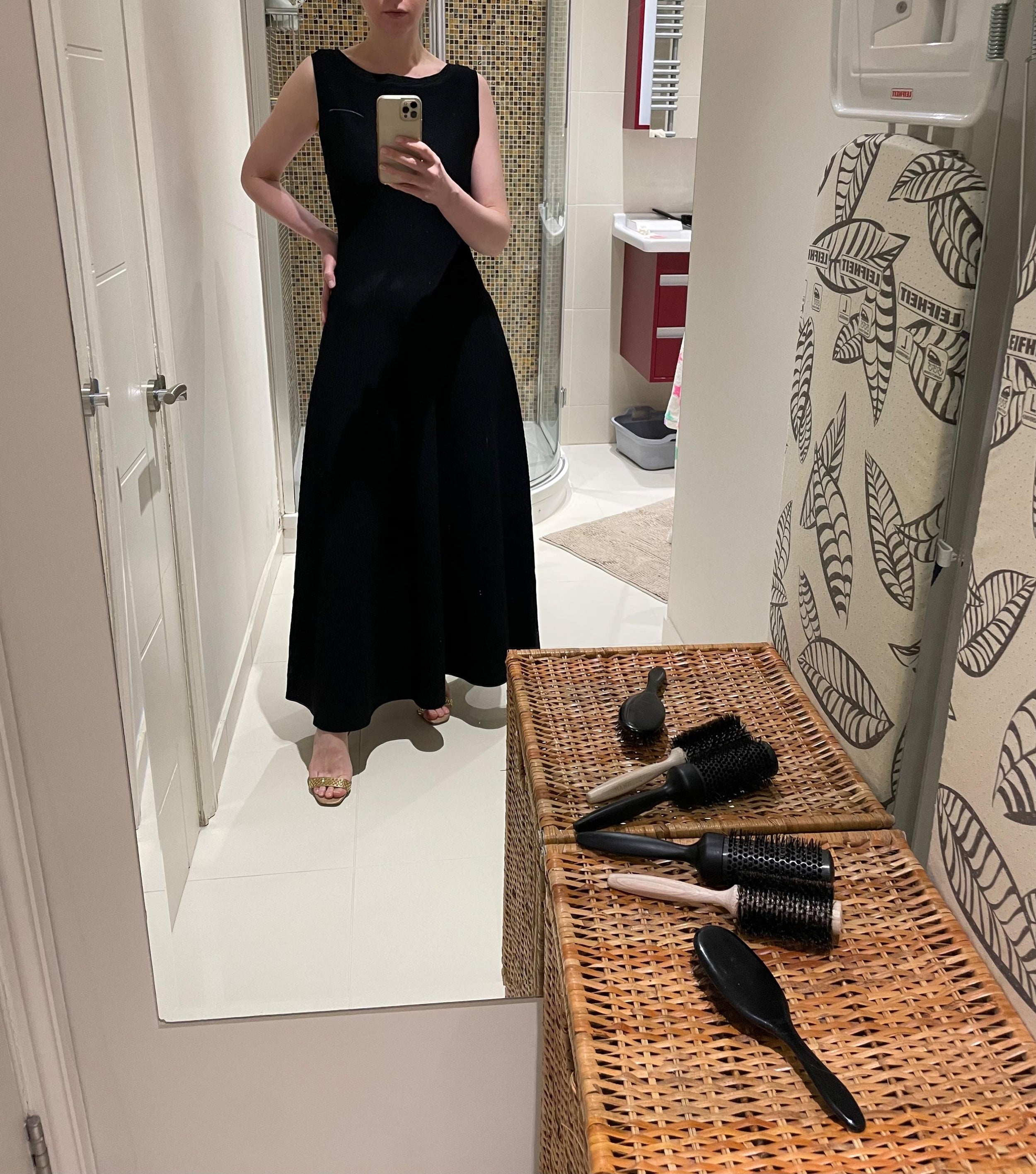 Alaia Black Textured Maxi Dress