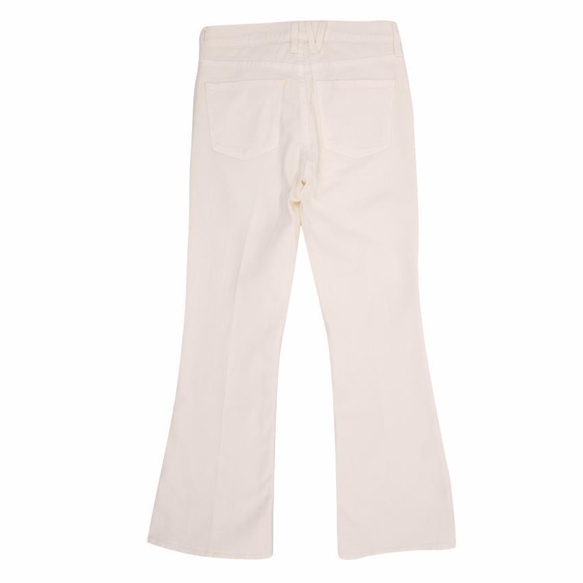 Frame Denim Cream Cropped Flared Jeans