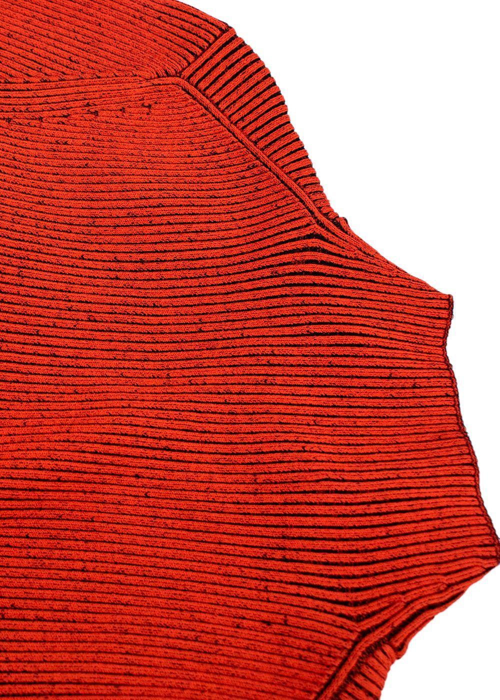 Proenza Orange Ribbed Knit High Neck Top