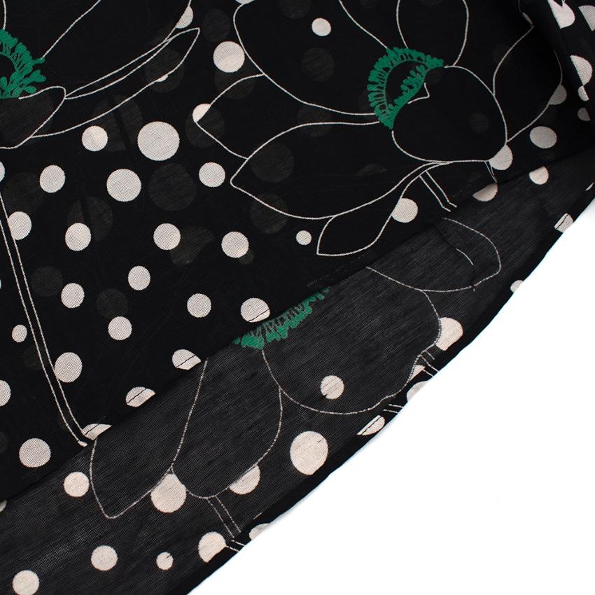 See By Chloe Black Polka Dot Linen blend Sheer Blouse