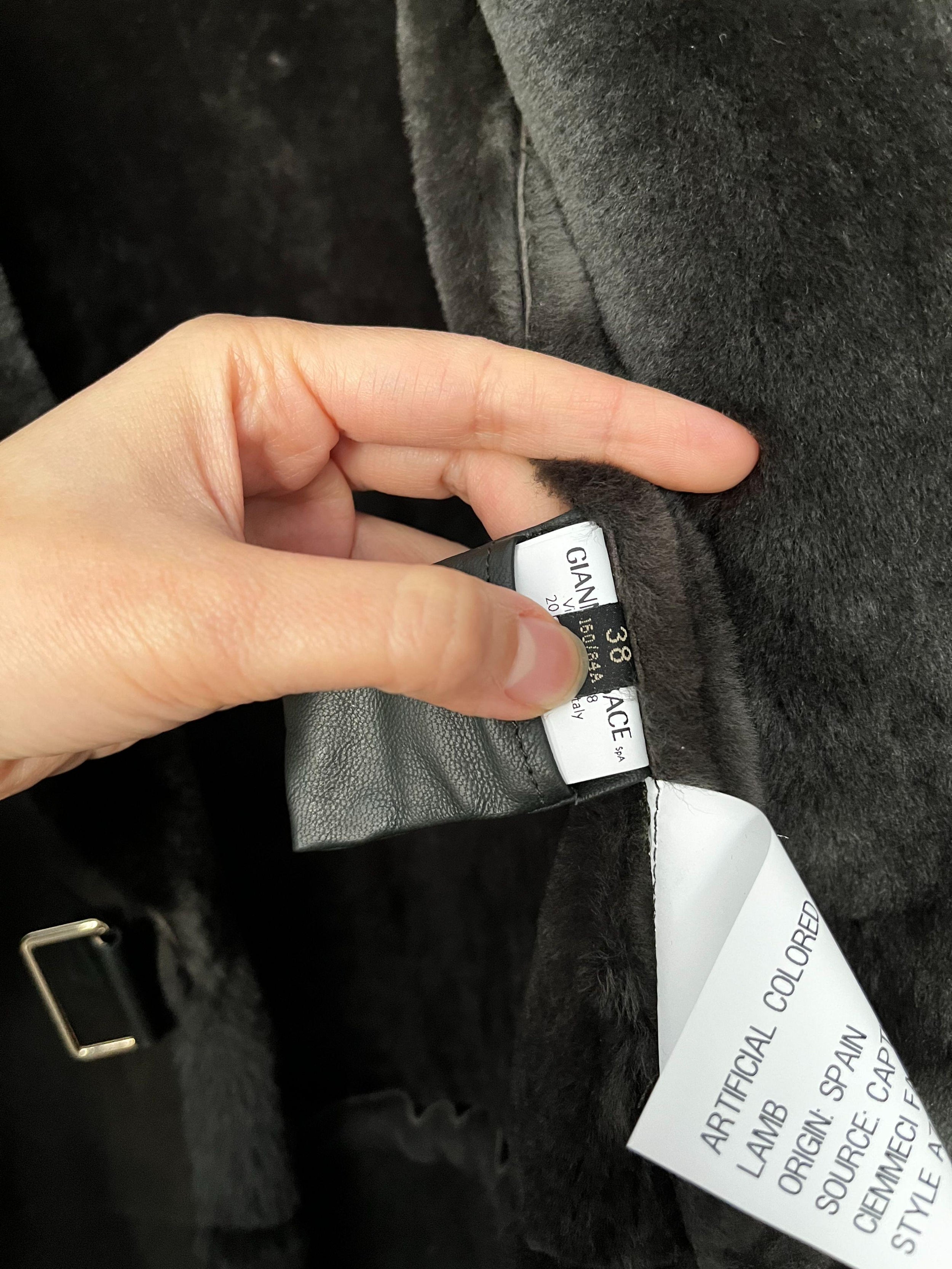 Khaki Shearling Cut-Work Coat