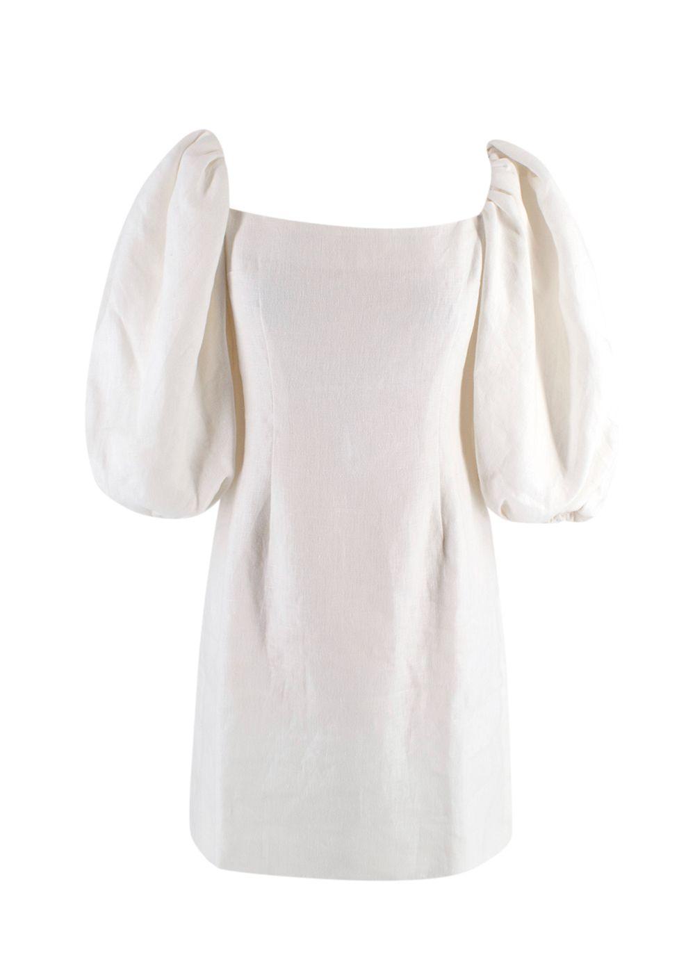 Rebecca de Ravenel Cream Linen First Impressions Mini Dress