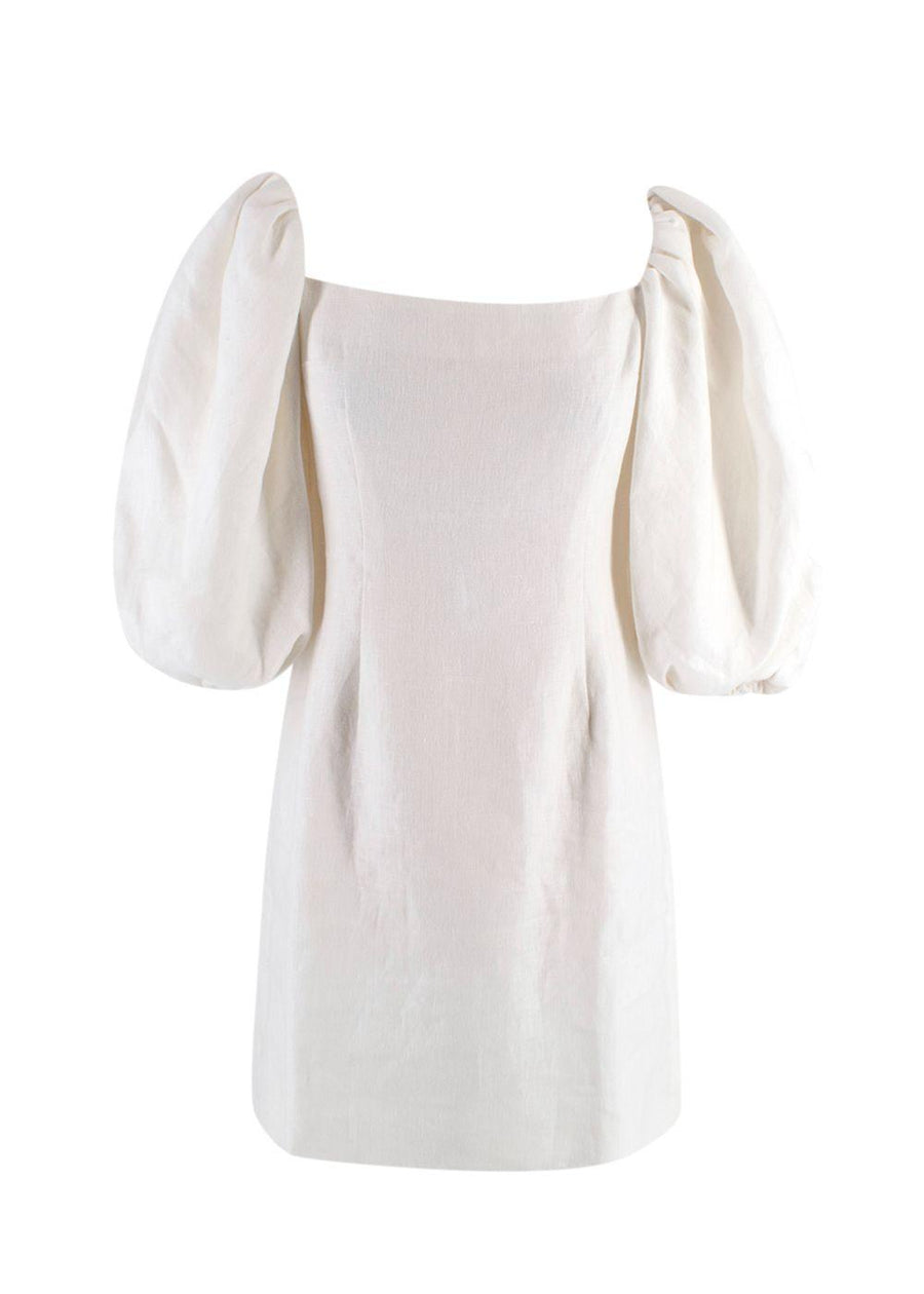 Rebecca de Ravenel Cream Linen First Impressions Mini Dress