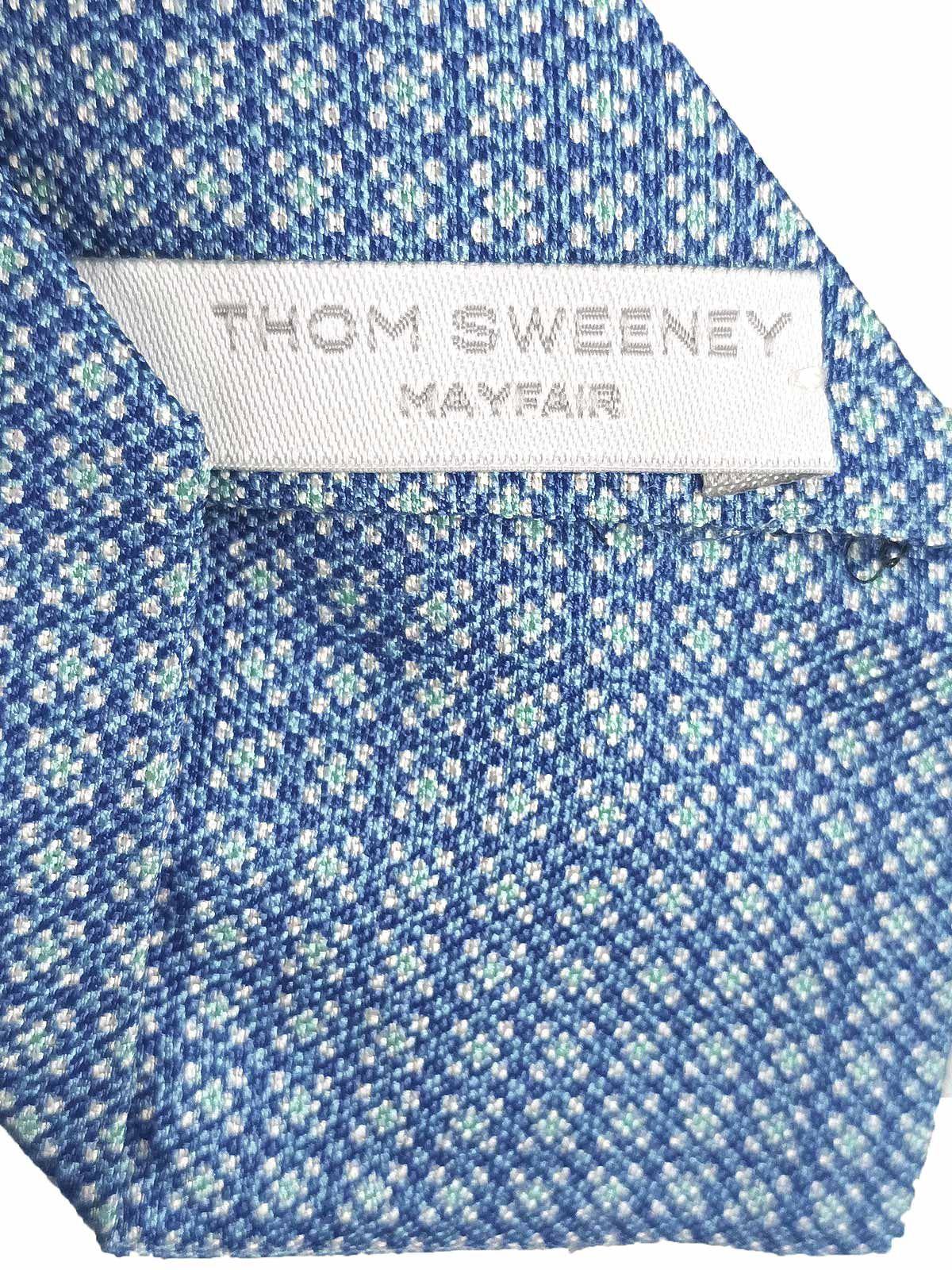 Blue & green tile patterned silk tie