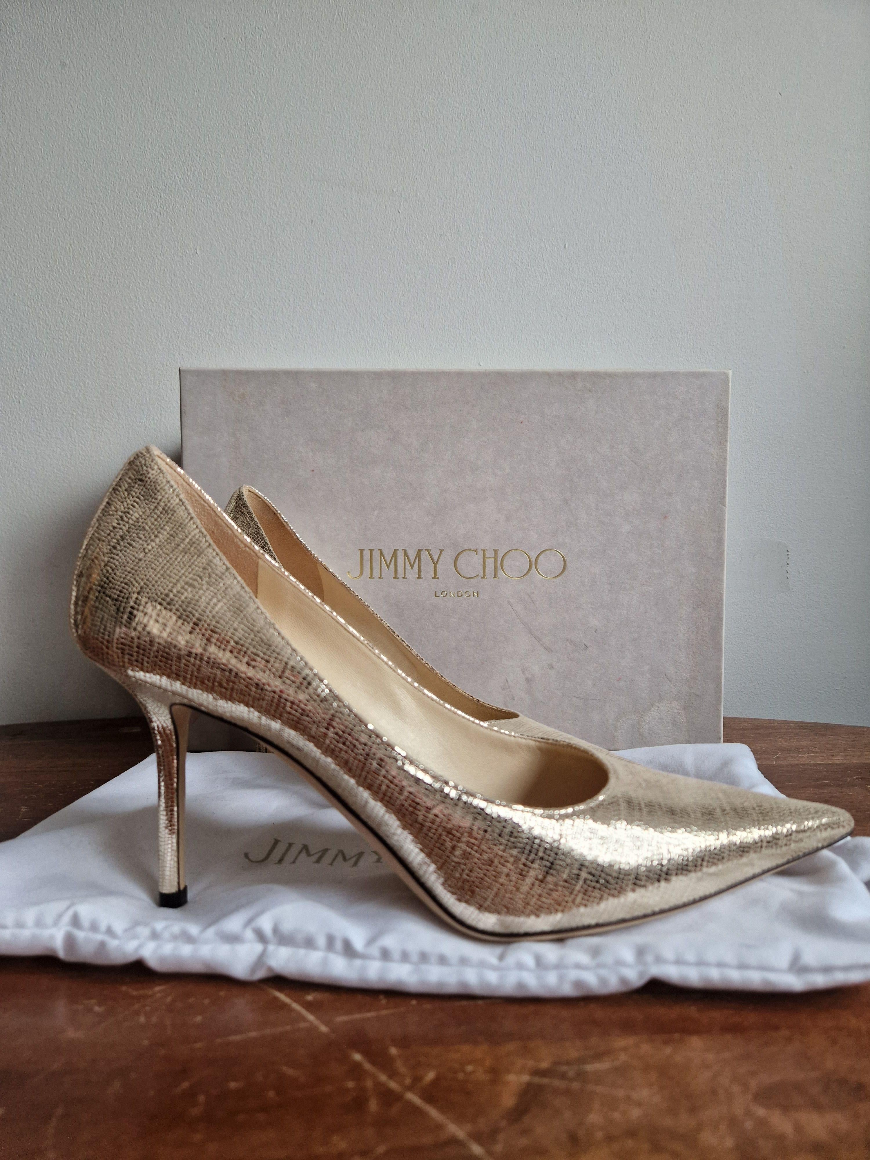 Gold Leather Pumps 85