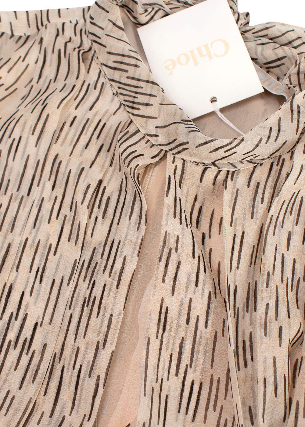 Chloe Tie-neck printed silk-georgette midi dress