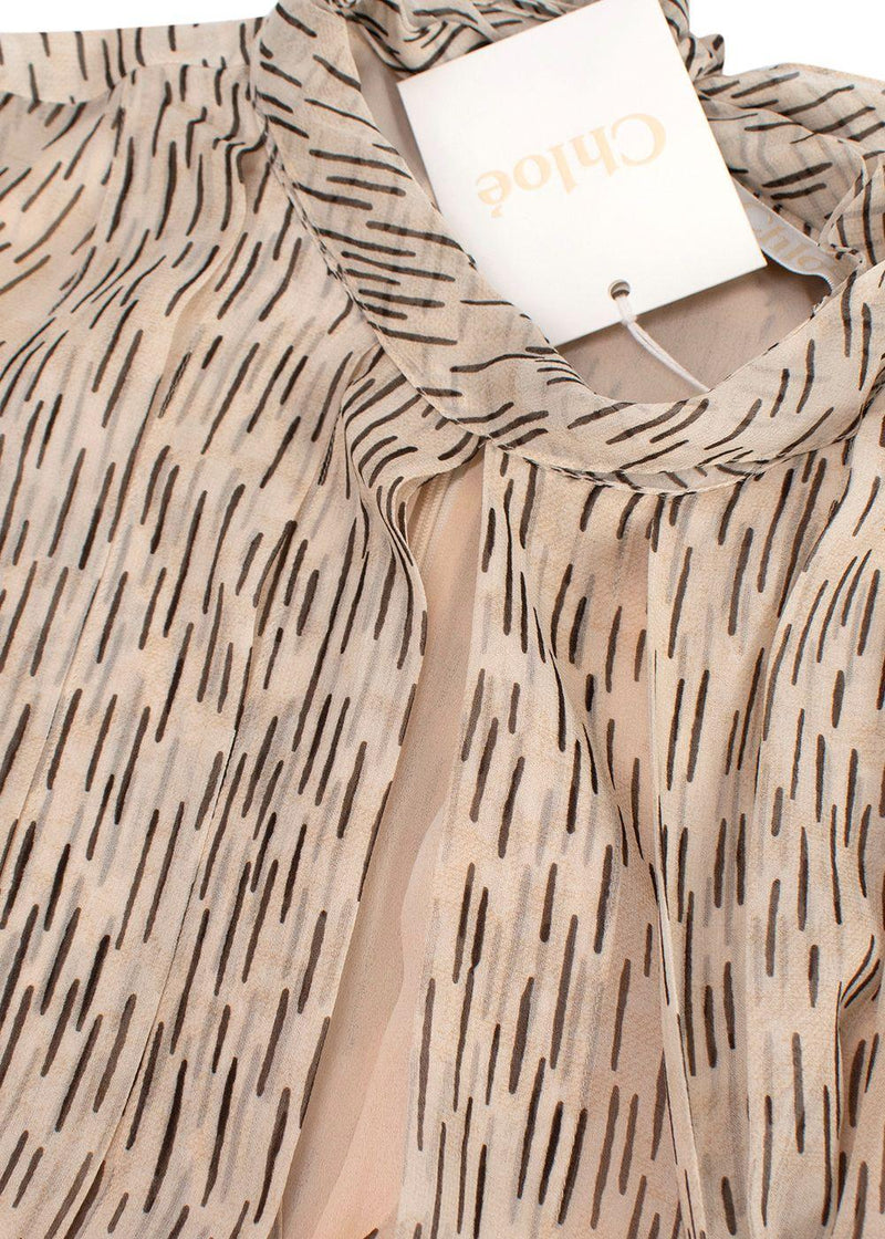 Chloe Tie-neck printed silk-georgette midi dress