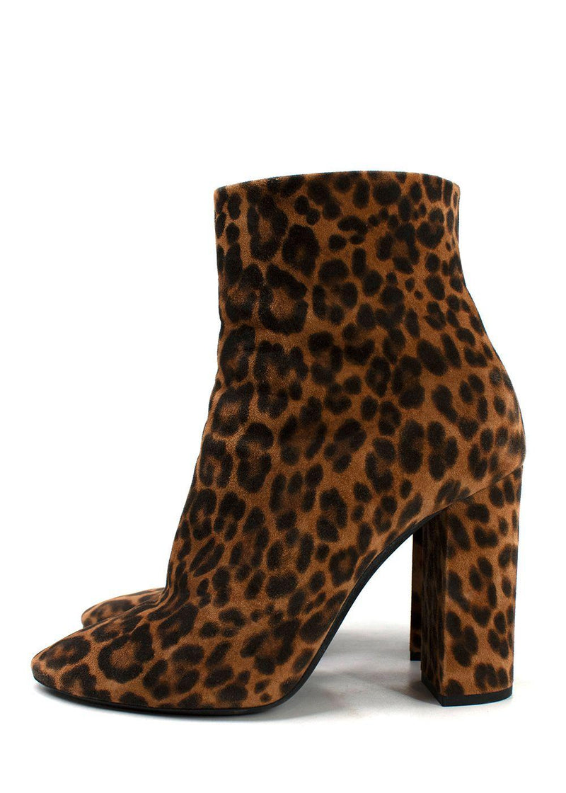 Saint Laurent Lou Leopard Print Ankle Boots
