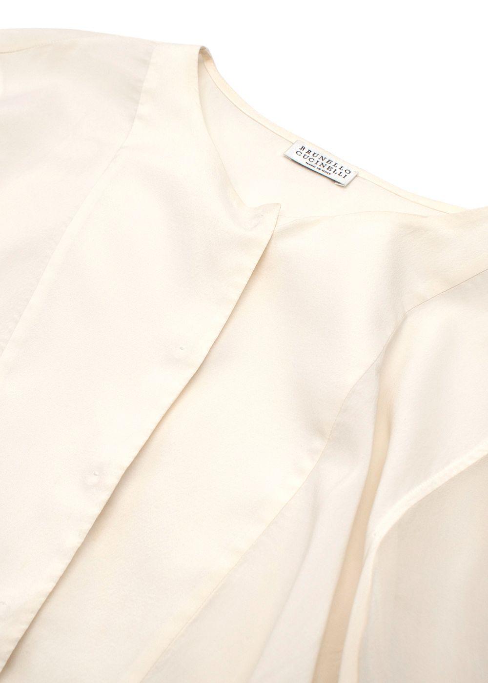 Brunello Cucinelli Cream Silk Satin Blouse