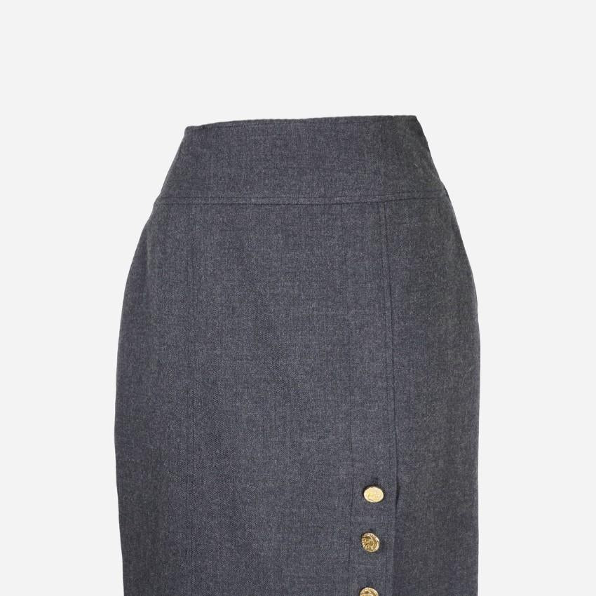 Chanel Boutique Grey Wool Skirt