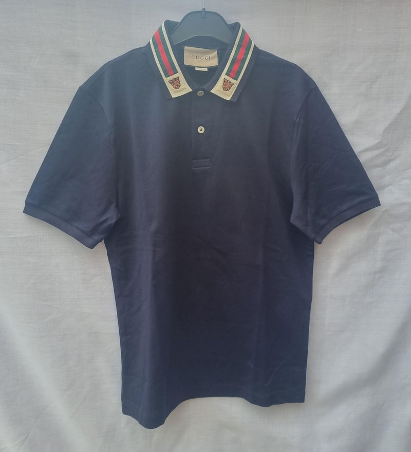Cotton polo with Web and feline head
