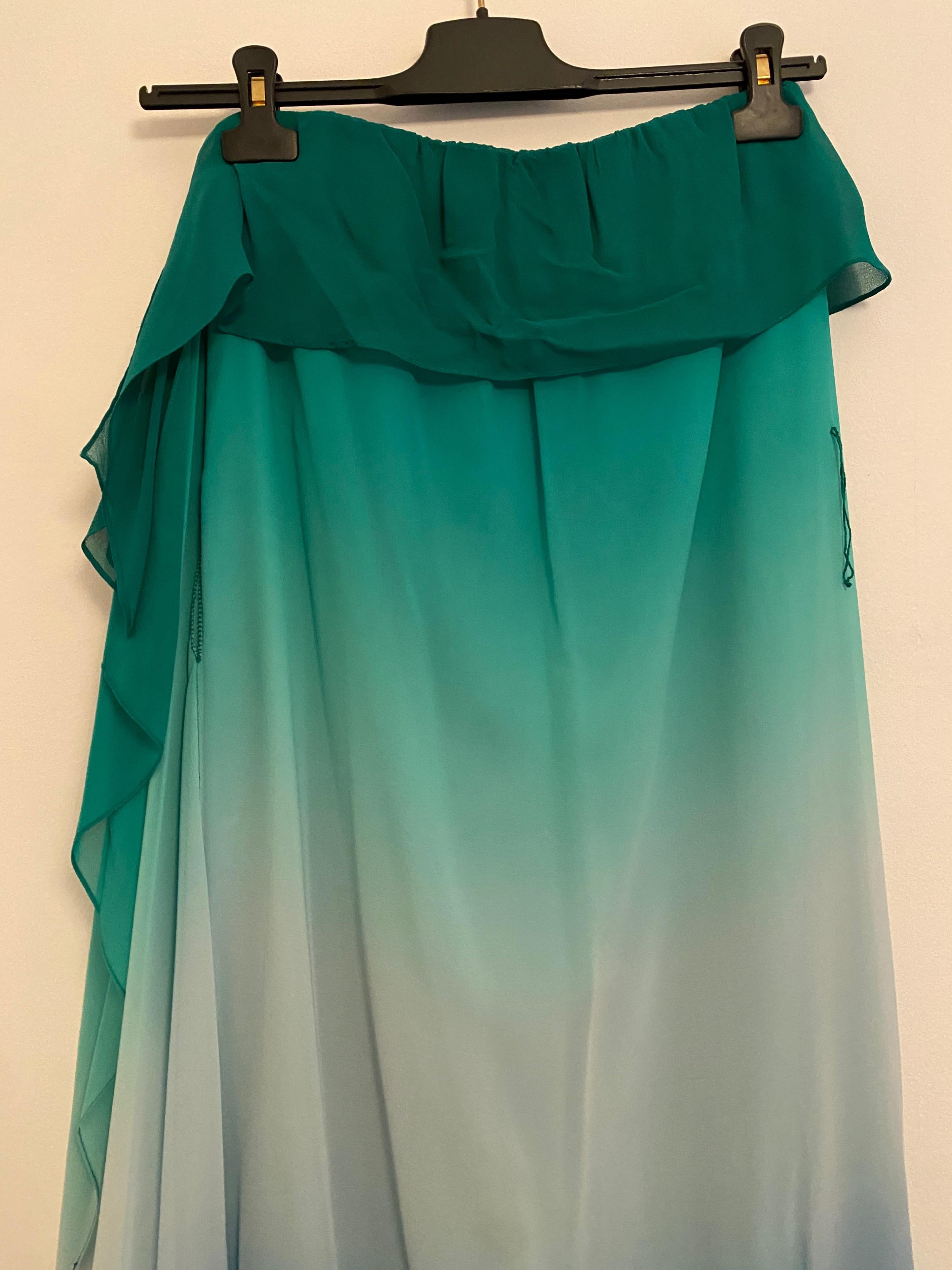 Green & Blue Ombre Silk Dress