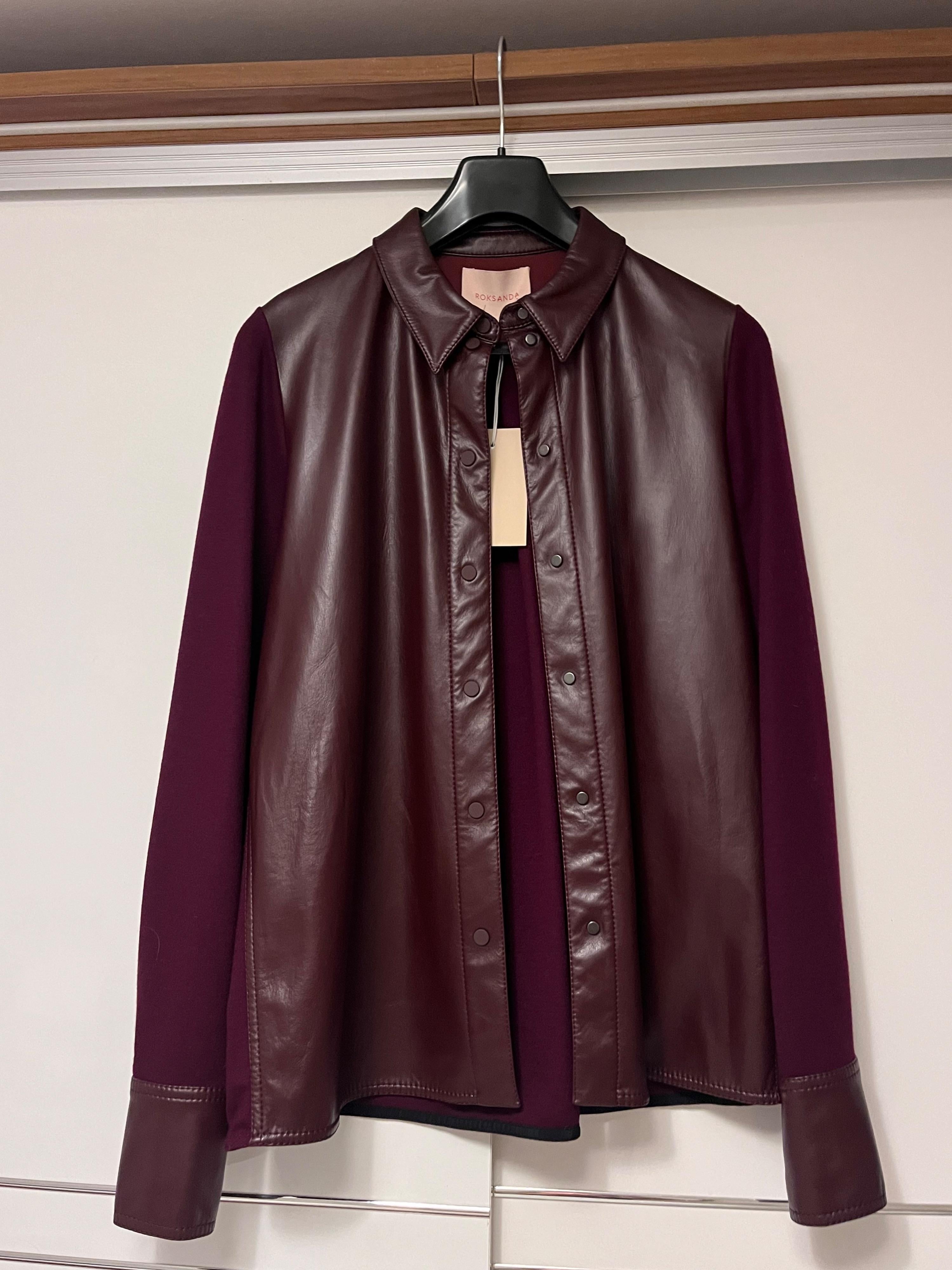 Roksanda burgundy faux leather Paden shirt