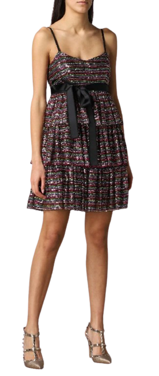Red Valentino Multicoloured Sequin Tiered Mini Dress