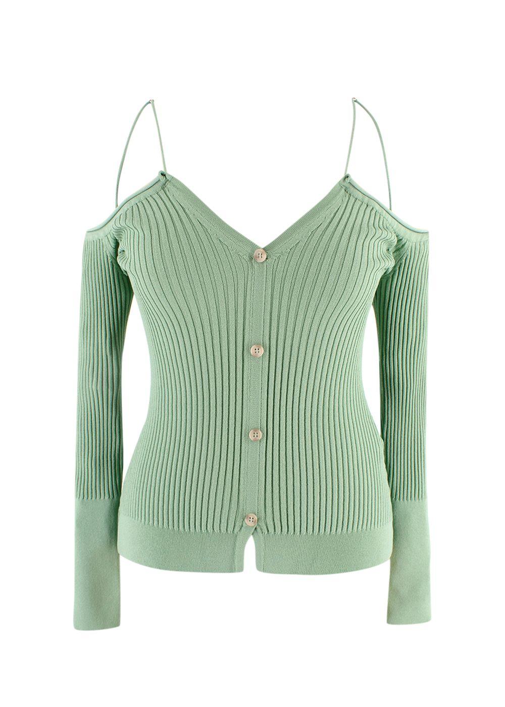 Jacquemus Sage Green Tordu Cold Shoulder Cardigan