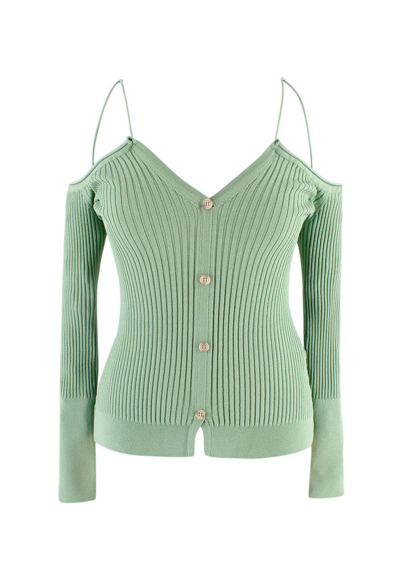 Jacquemus Sage Green Tordu Cold Shoulder Cardigan