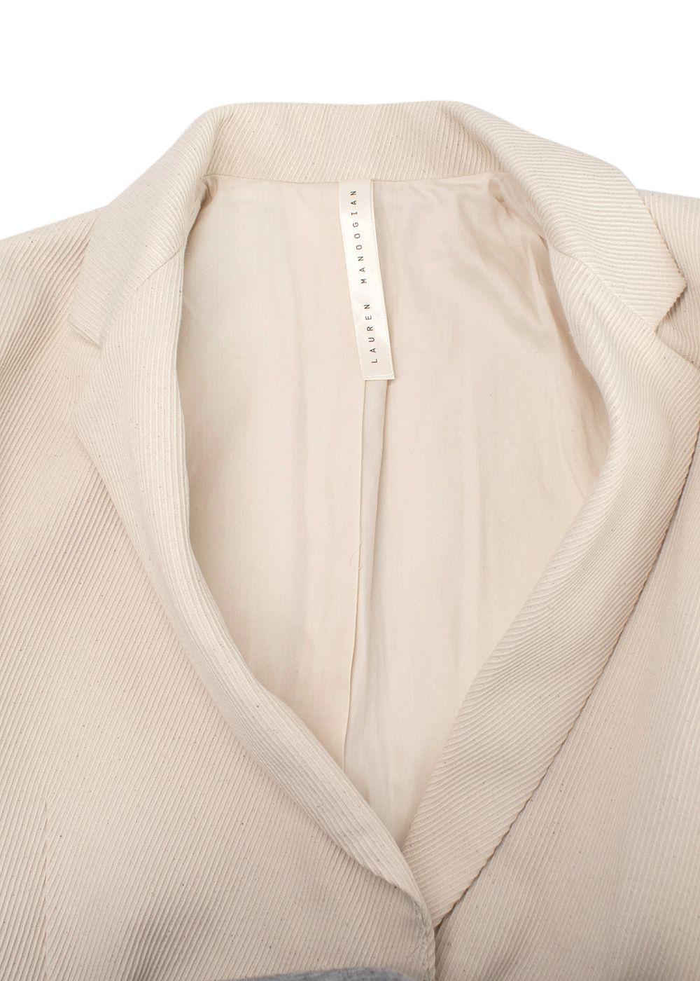 Lauren Manoogian Cream Ribbed Single Breasted Blazer and Trouser Suit