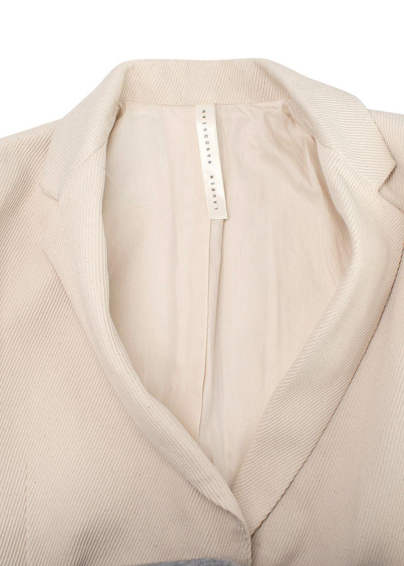 Lauren Manoogian Cream Ribbed Single Breasted Blazer and Trouser Suit
