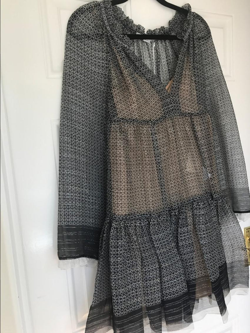 Stella Mccartney Circle Star Print Silk Tiered Dress