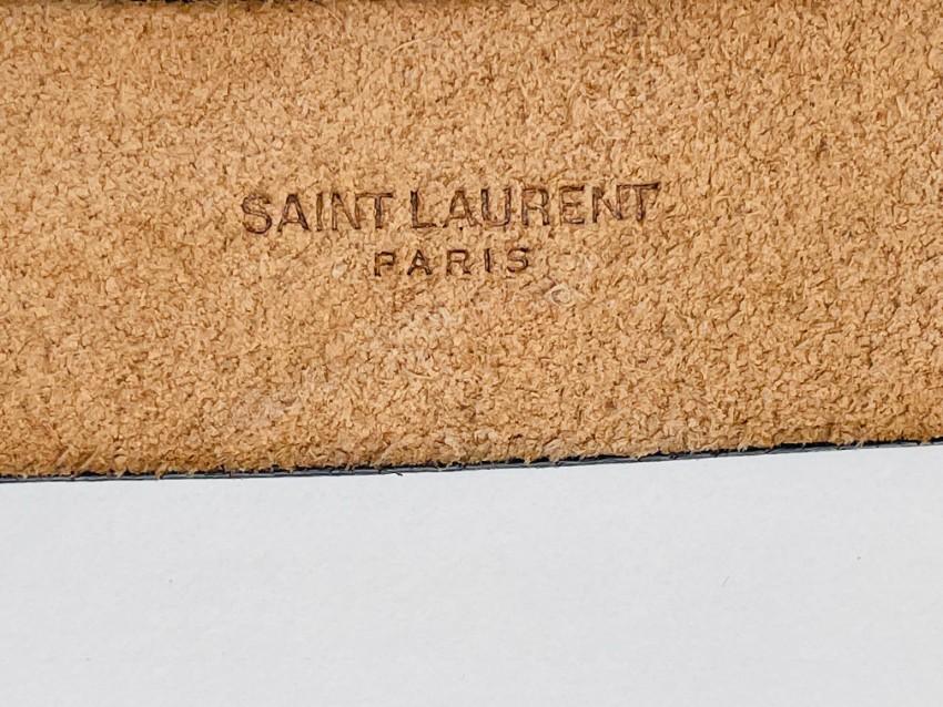 Saint Laurent Bellechasse Textured Leather Belt