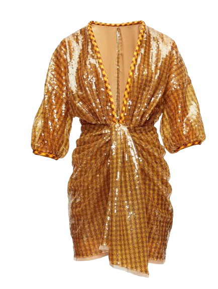 Fendi Sequinned Plunge-Neck Mini Dress