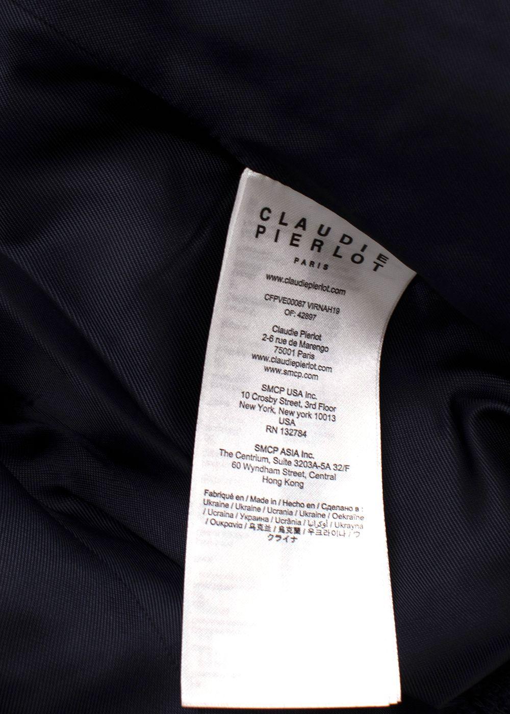 Claudie Pierlot Navy Contrast Trim Tweed Jacket