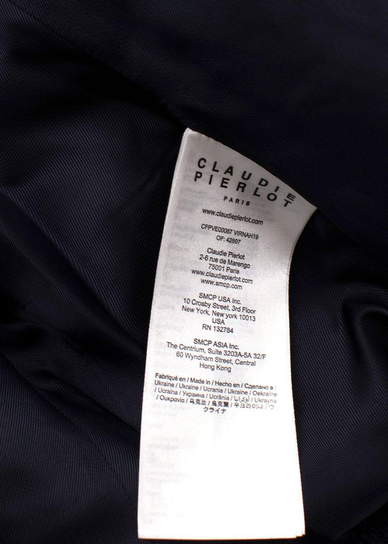 Claudie Pierlot Navy Contrast Trim Tweed Jacket
