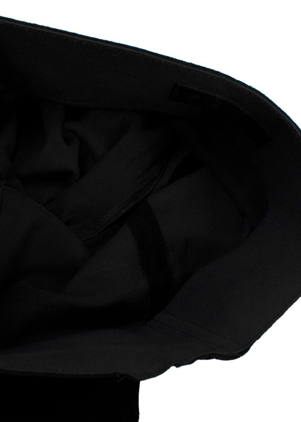 Sprwmn Black Suede Flared Ankle Crop Leggings