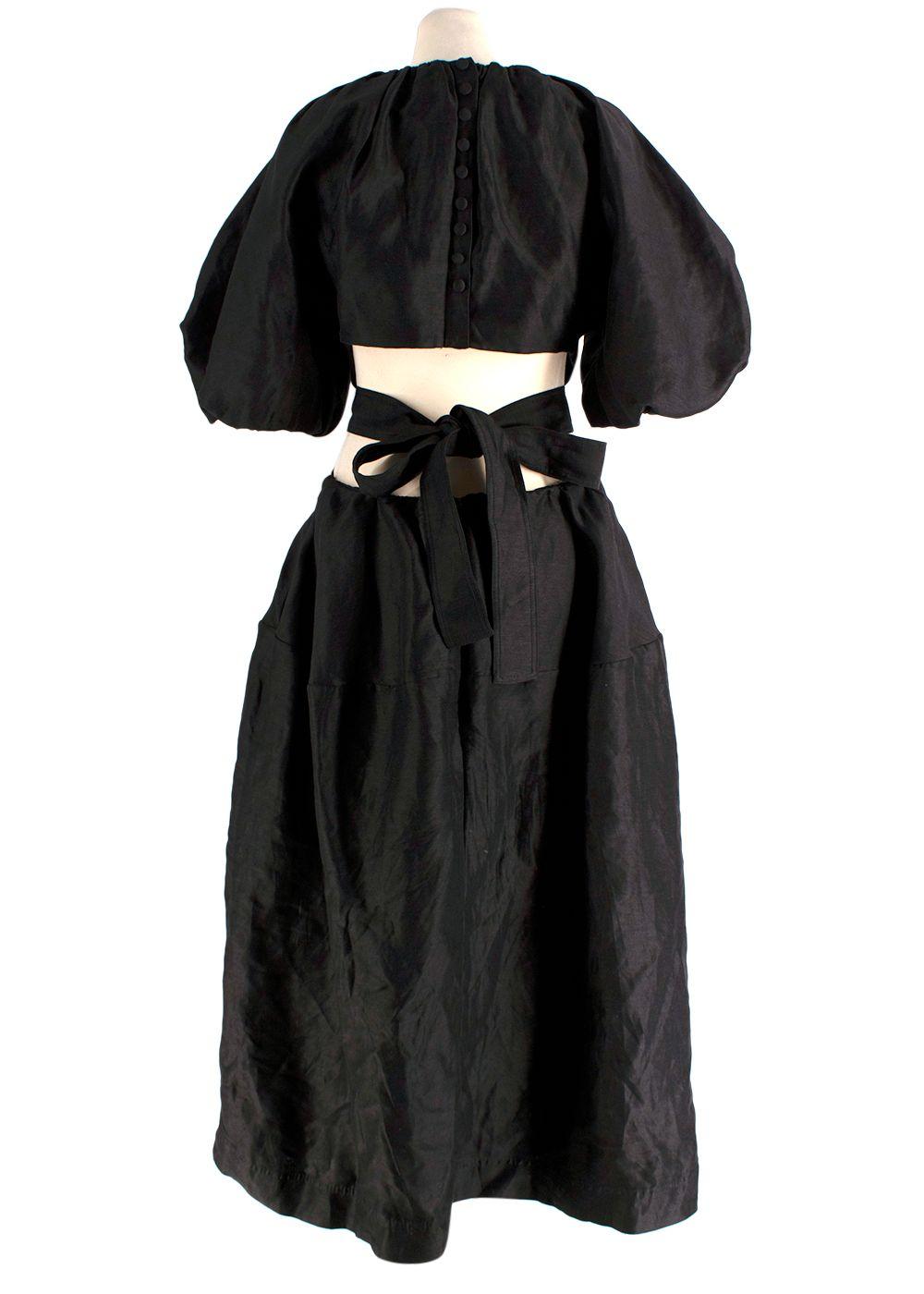 Aje. Mimosa Black Puff Sleeve Midi Dress