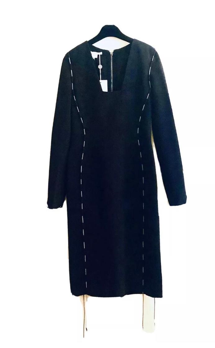Antonio Berardi cord detail black knee-length pencil dress