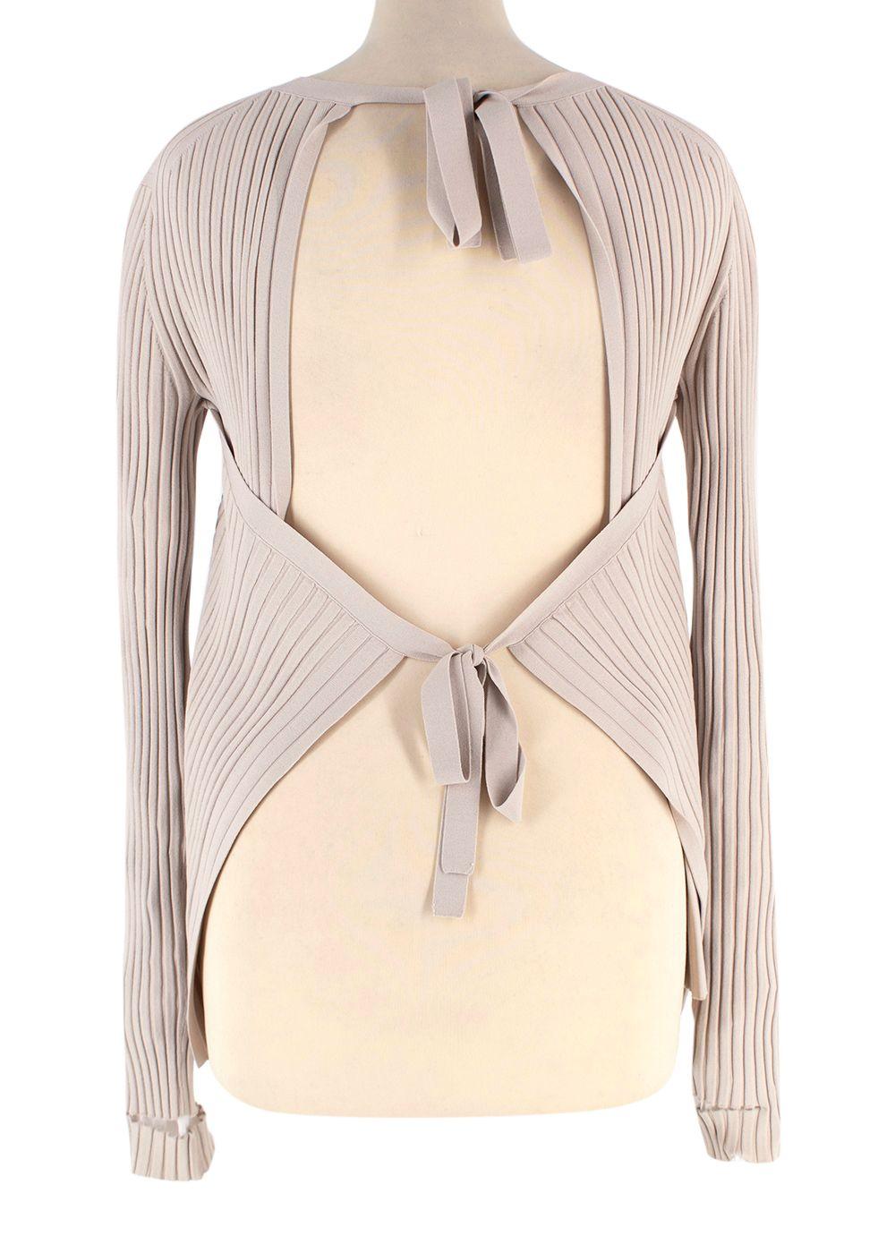 Helmut Lang Natural Ribbed Bow Detail Backless Top