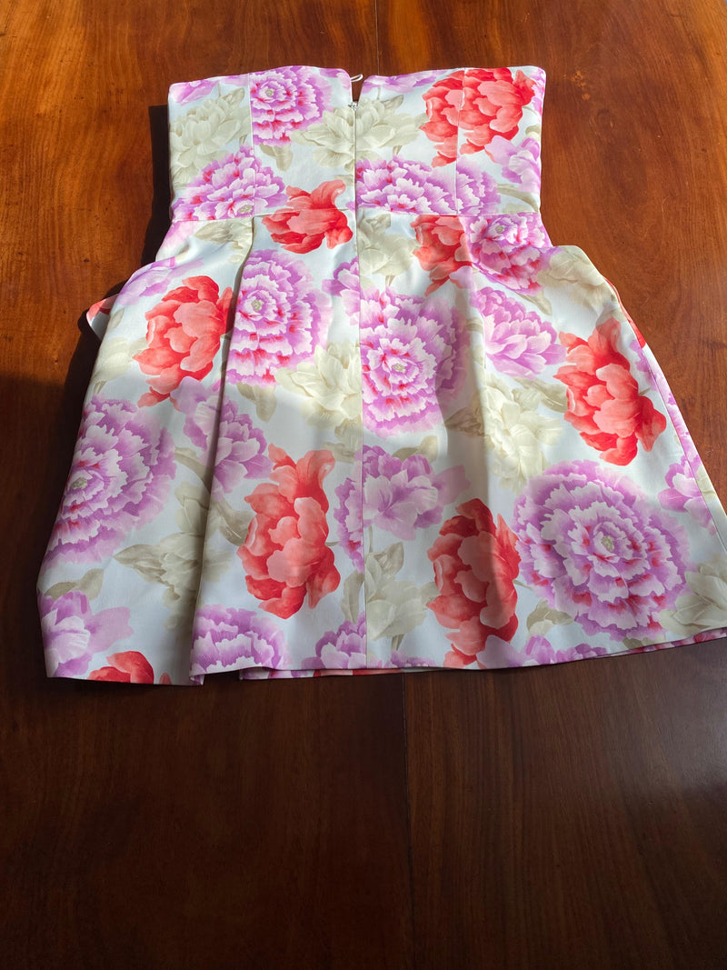 Strapless Floral Mini Dress