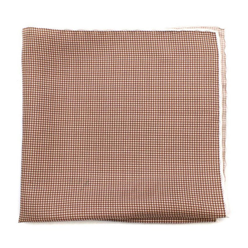 Bespoke Brown Houndstooth Check Pocket Square