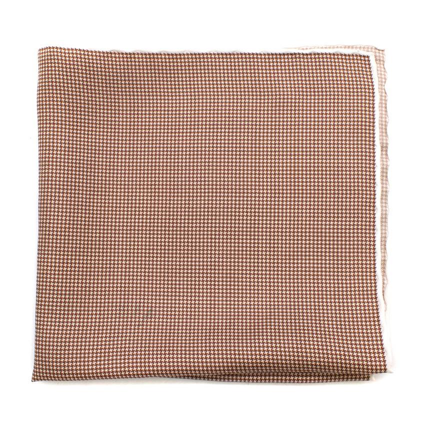 Bespoke Brown Houndstooth Check Pocket Square