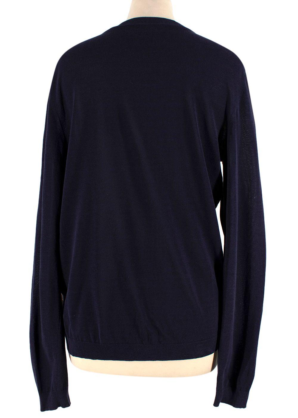 Salvatore Ferragamo Navy Contrast Sleeves Floral Cardigan