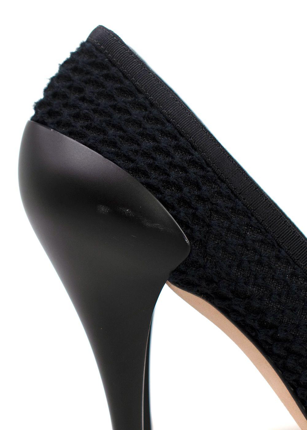 Chanel Black Crochet Floral Applique Heels