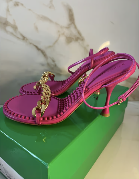 Bottega Veneta Pink Dot Heeled Sandals