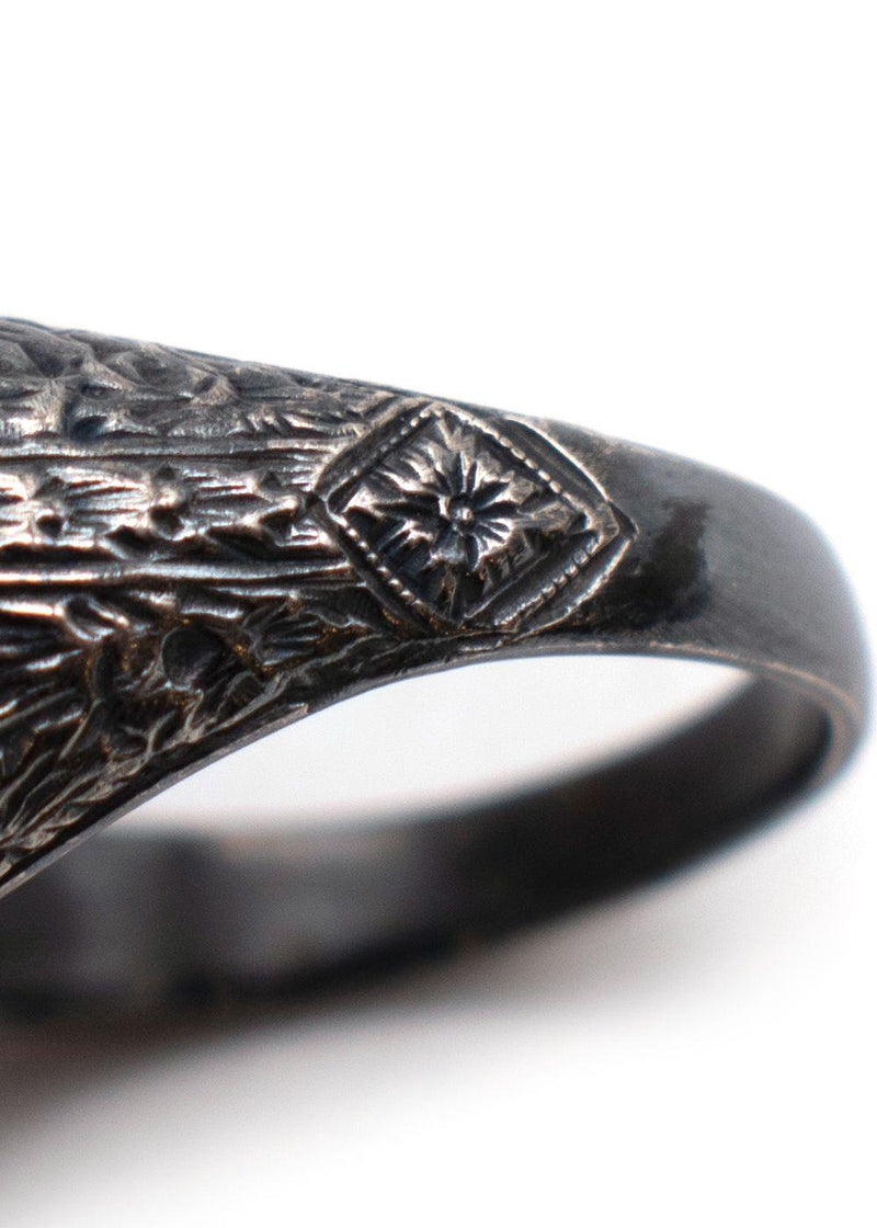 sterling silver & green quartz signet ring - size 6