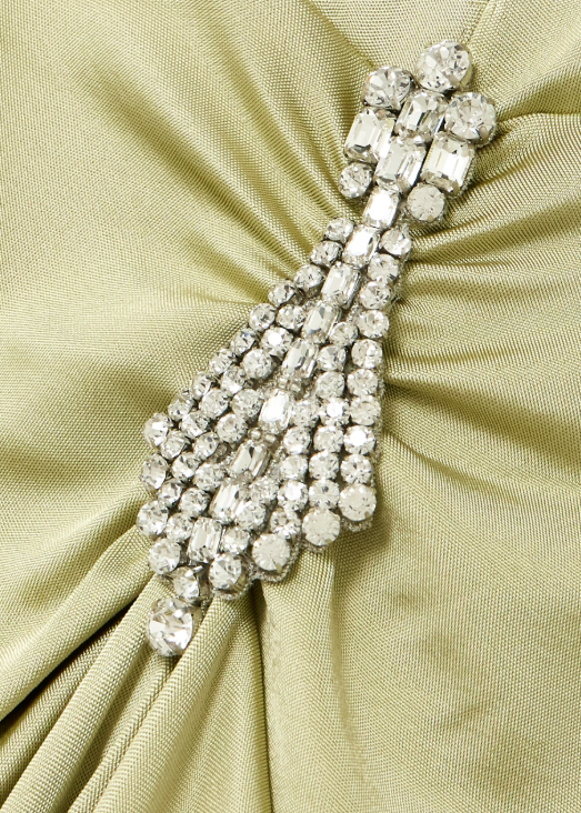 Victoria Beckham Crystal-Embellished Gathered Satin-Jersey Gown