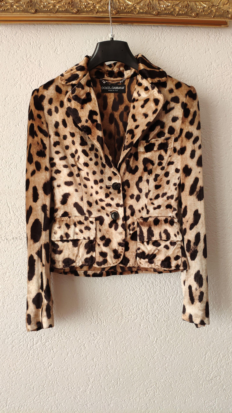 Dolce & Gabbana Velour Leopard Print Jacket