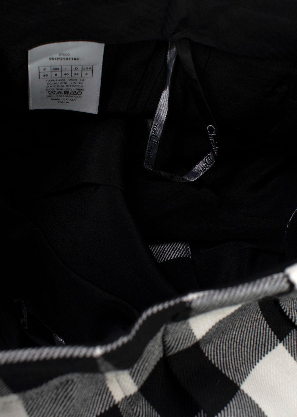 Dior Black and White Gingham High Waisted Wool Shorts