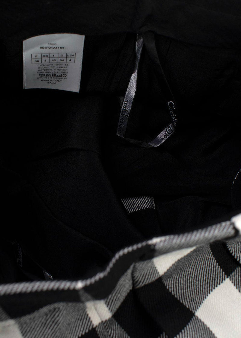Dior Black and White Gingham High Waisted Wool Shorts