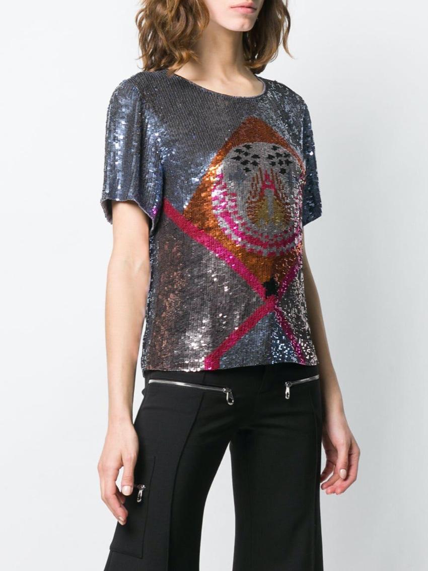 Temperley London Sara silver sequin blouse